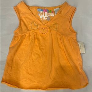 Guess Girls Orange Sleeveless Heart Embroidered Tank Top